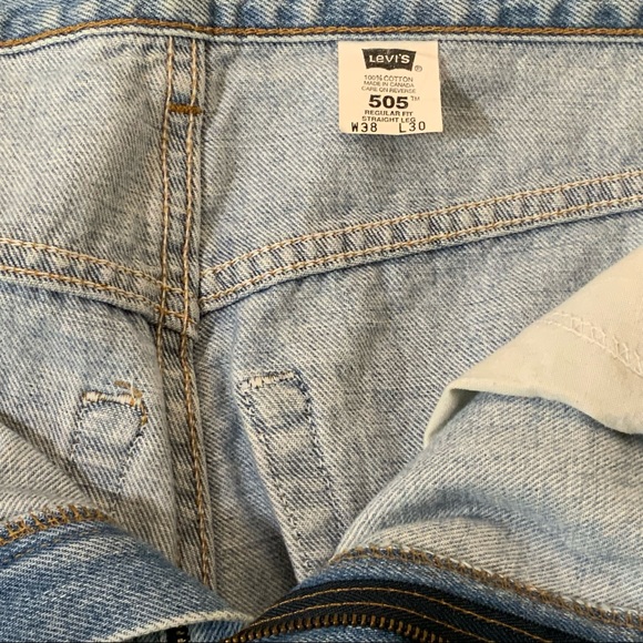 Vintage 90s LEVI’S Mens Jeans Sz 38x30 Straight 505 Light Wash Blue Denim Cotton - Picture 4 of 10